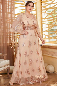 P027 Champagne Sequin Dress